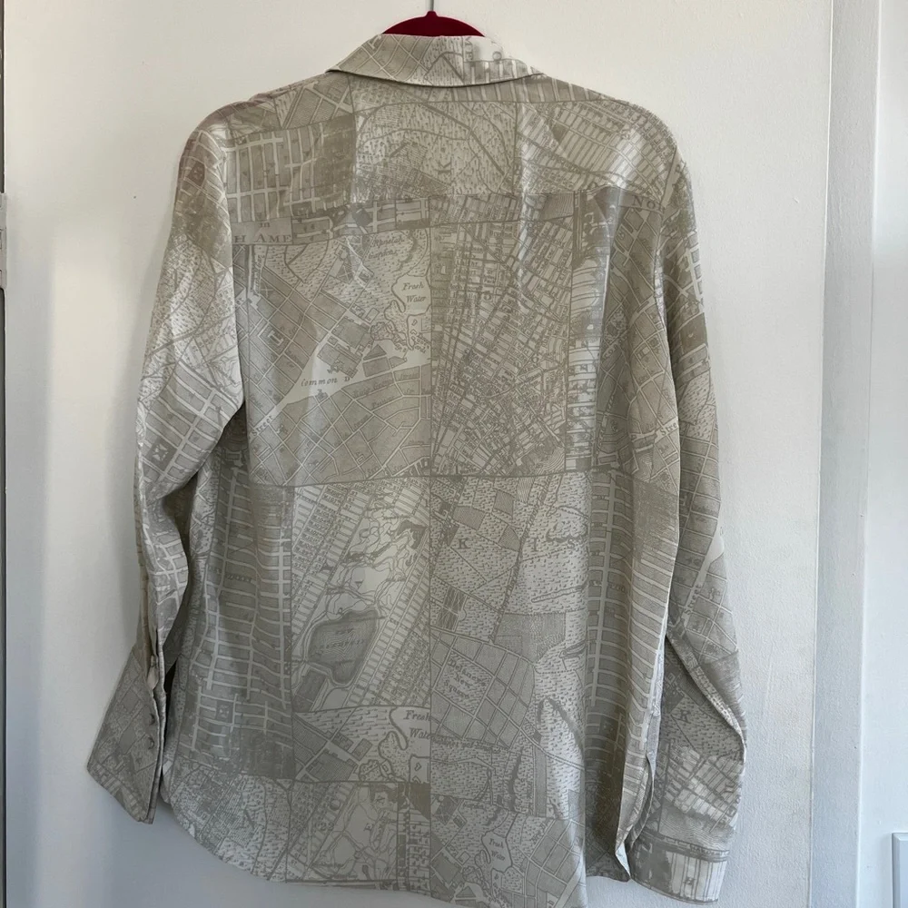 MM Lafleur “The Blake Shirt—Atlas Print” Light Gray Button-Down Shirt - Picture 5 of 7
